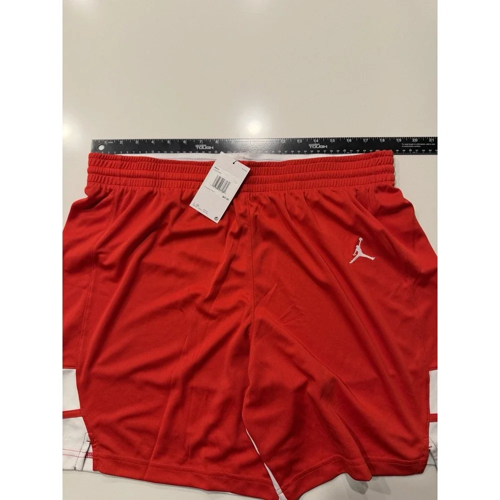 Jordan Stock Overtime Basketball Game Shorts Red White FQ5375-657 Mens XXL